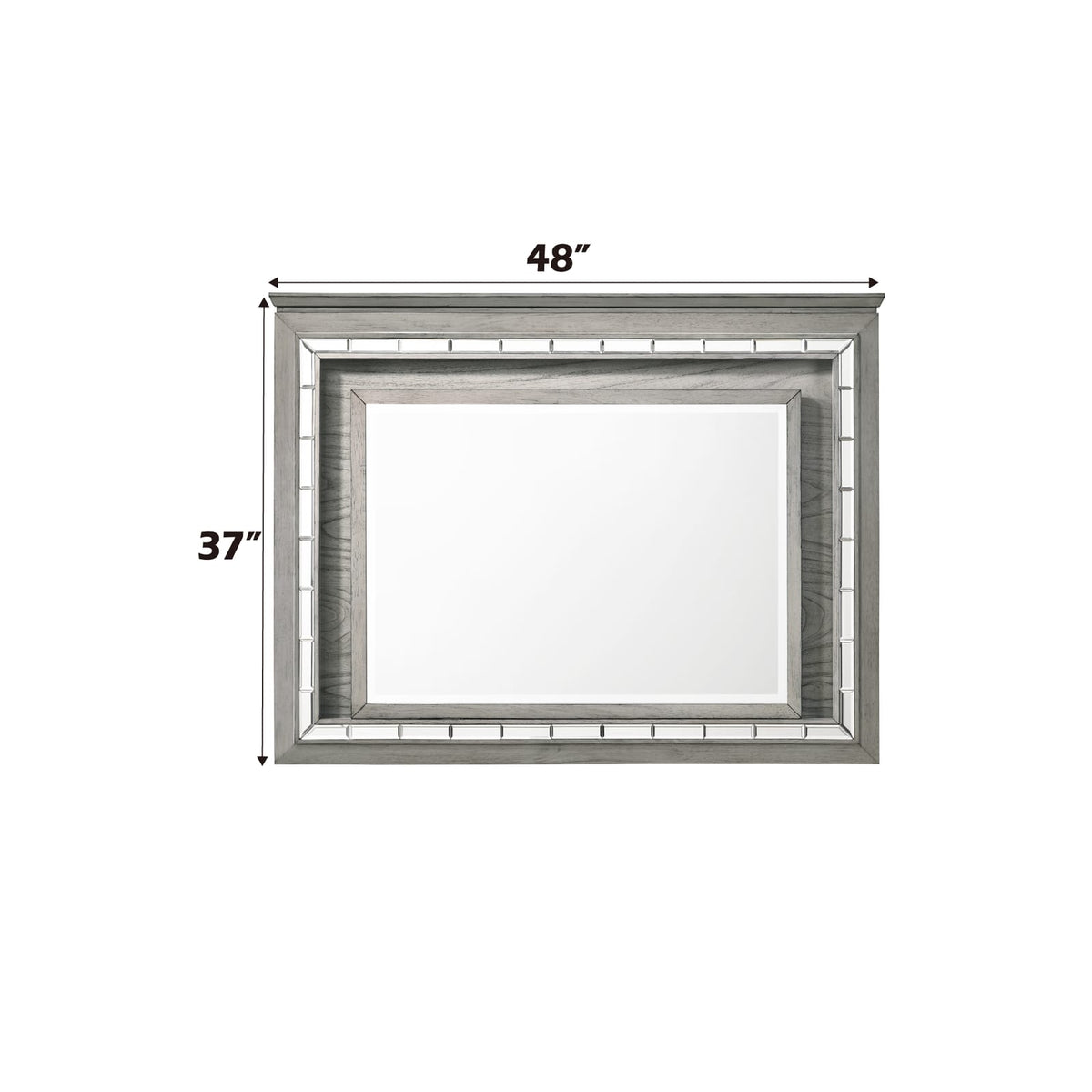 Light Gray Oak Mirror with LED - Bathroom & Bedroom Storage