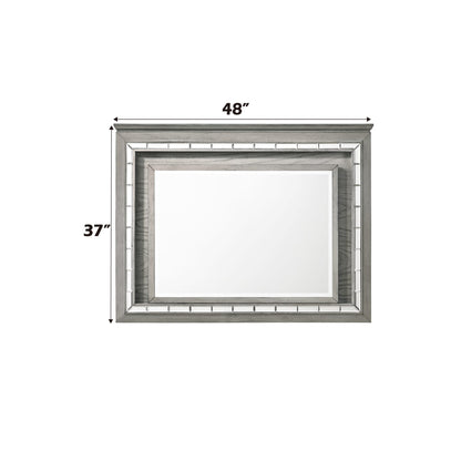 Light Gray Oak Mirror with LED - Bathroom & Bedroom Storage