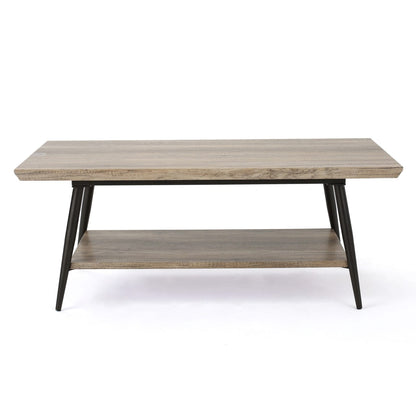 Grey MDF Mid-Century Coffee Table with Hidden Storage for Living Room