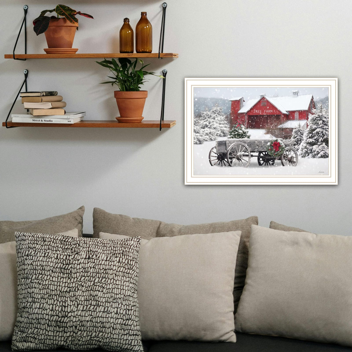 Multi Wood and Paper Wall Art Print for Living Room Decor