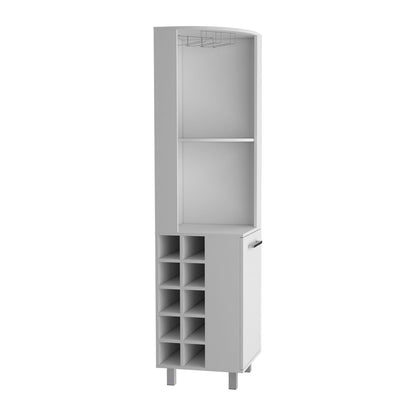 Corner Bar Cabinet with Wine Rack - White Storage for Living Room