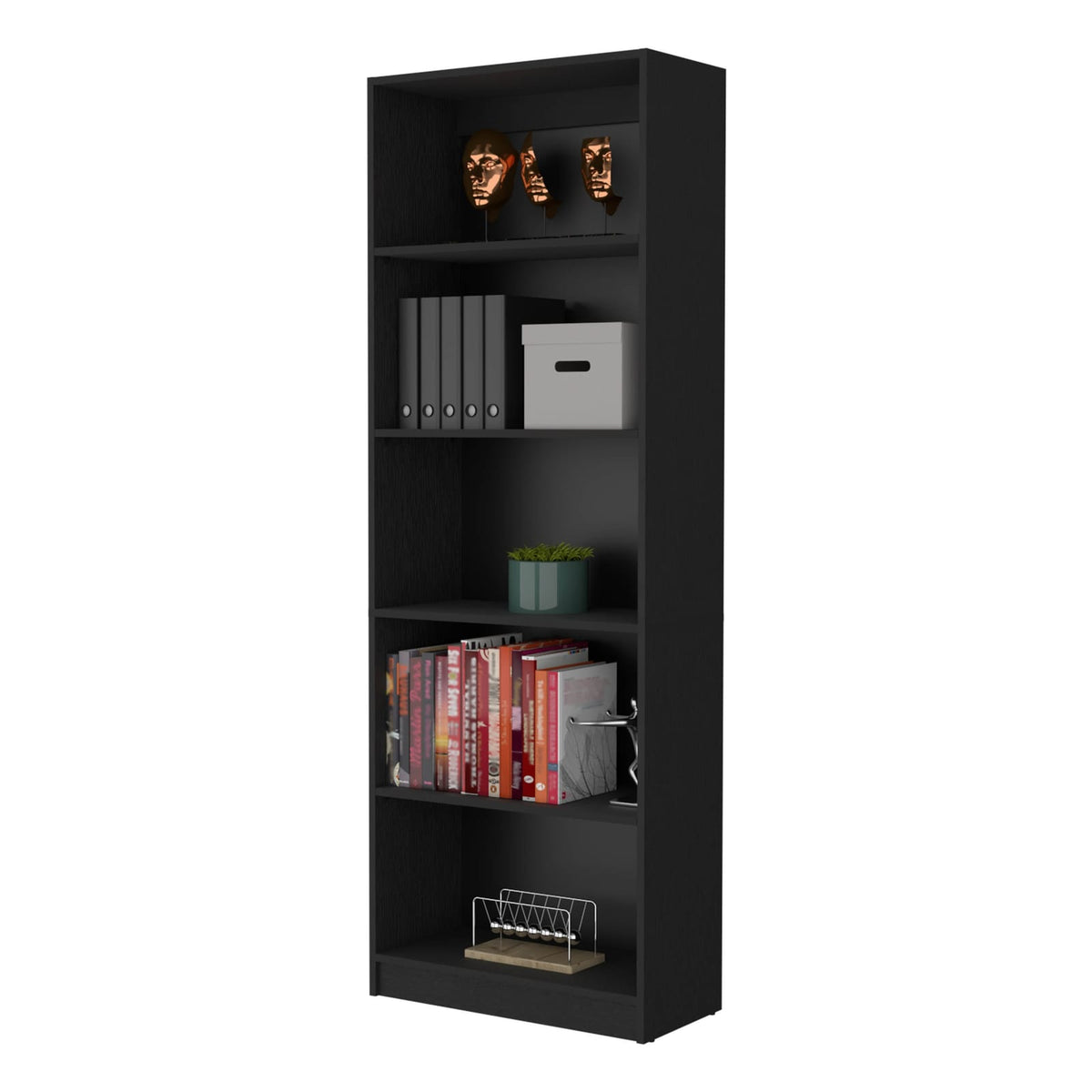 Wenge 5-Shelf Bookcase - Expansive Storage for Living Room