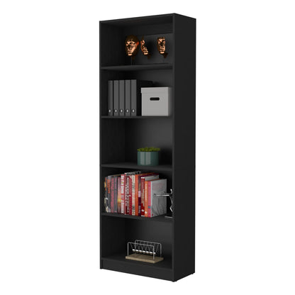 Wenge 5-Shelf Bookcase - Expansive Storage for Living Room