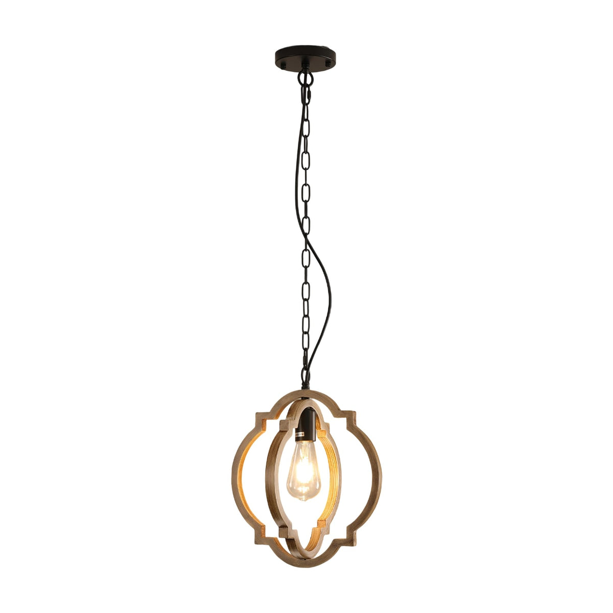 Black Brown Iron Wood Dining Room Chandelier