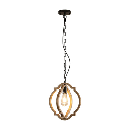 Black Brown Iron Wood Dining Room Chandelier