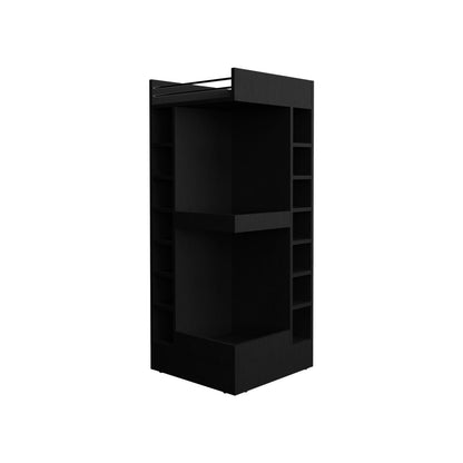 Black Corner Bar Cabinet - 46" Tall Liquor Storage