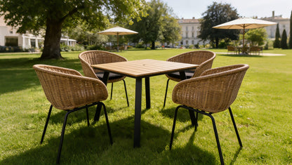 Yellow Iron Patio Table - 35" Square Outdoor Dining Table