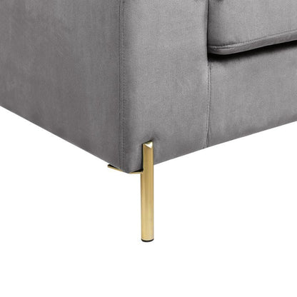 Gray Velvet 3 Seat Sofa - 51.6" L for Living Room Apartments