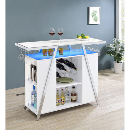 Gloss White Modern Bar Cabinet with Storage