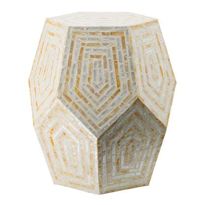Cream Yellow Hexagonal Capes Stool 18x18x21 Inches