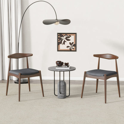 Mid-Century Modern Dining Chairs Set of 2 - Charcoal & Walnut