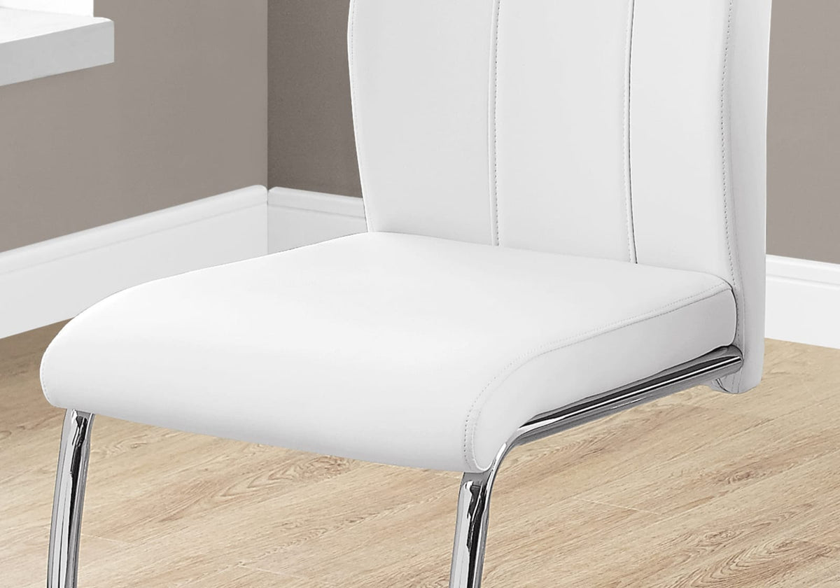 Dining Chairs Set of 2 White Faux Leather Upholstered Kitchen Dining Room Chairs