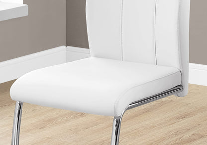 Dining Chairs Set of 2 White Faux Leather Upholstered Kitchen Dining Room Chairs