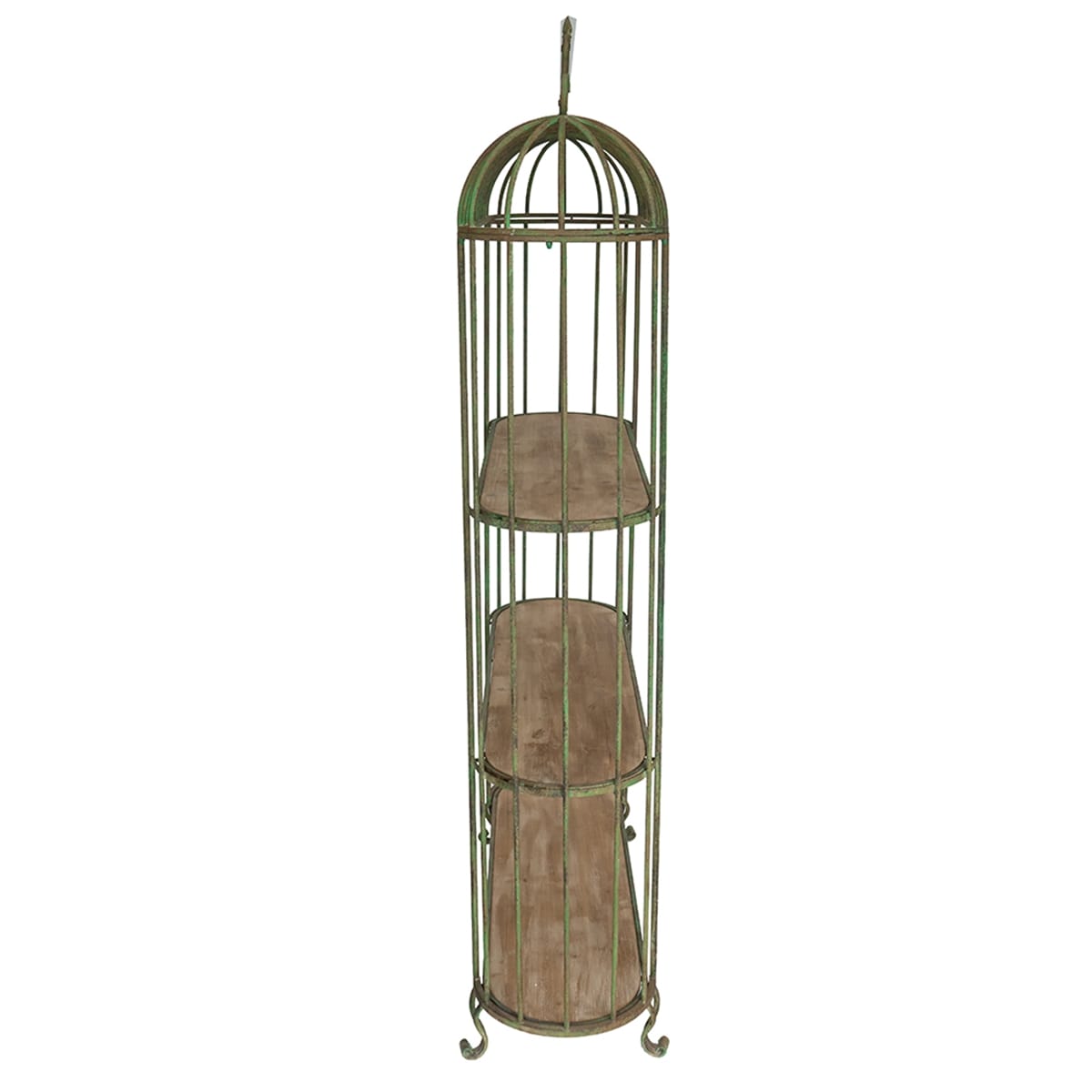 Antique Green Iron Shelving Unit - 47" Three Tier Display Shelf for Living Room
