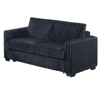 Modern Corduroy Sofa Set - 2-Piece Loveseat & Sofa Black for Living Room
