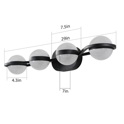 Black Iron Bathroom Vanity Light - 4-Light LED Wall Sconce