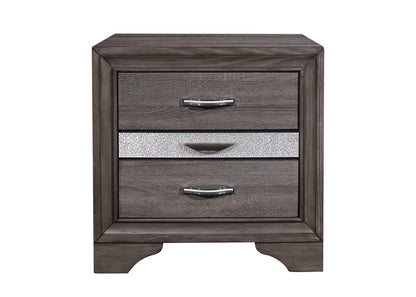 RYDER Sparkle Grey Nightstand - 2 Drawers, Modern Style