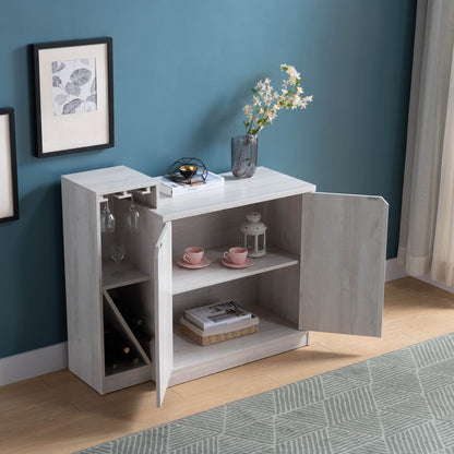 White Oak Wine Rack Cabinet - 4 Bottle Storage