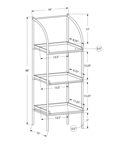 3-Shelf Taupe MDF Bookshelf - Corner Etagere, 48"H