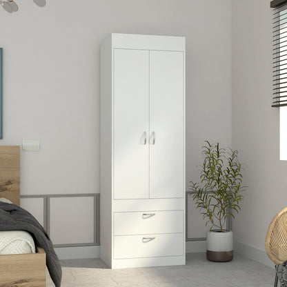 White 70H Dresser with 2 Doors & Hanging Rod