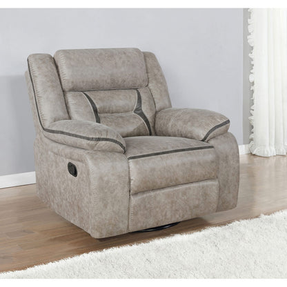 Taupe Upholstered Swivel Glider Recliner - 41" Wide