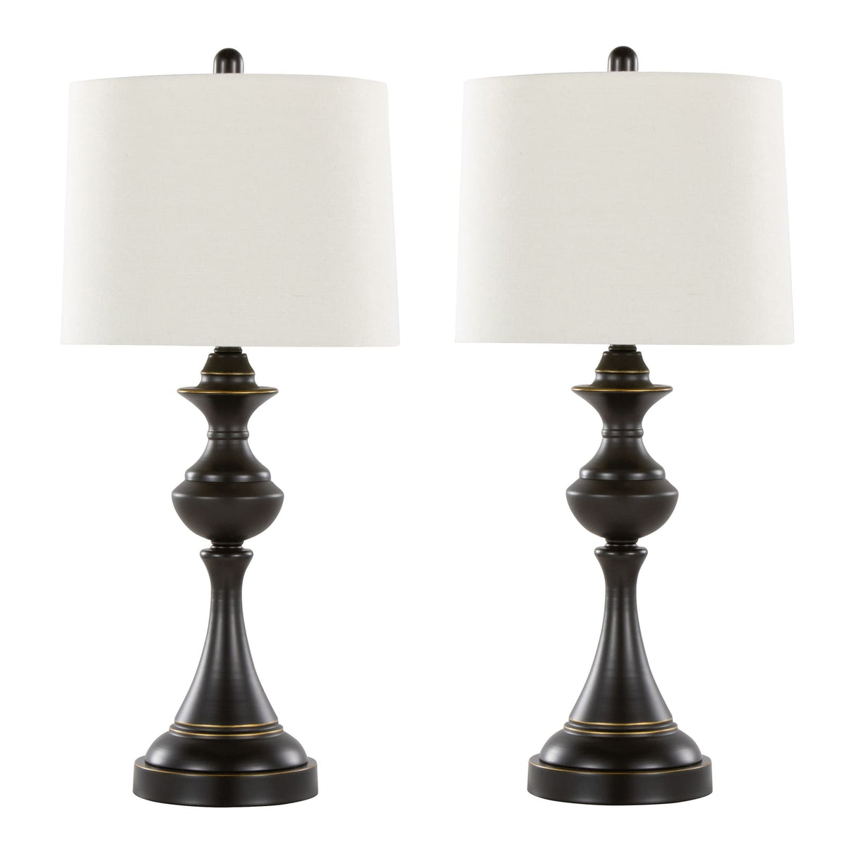 Montgomery 29" Contemporary Metal Table Lamp - Set of 2 (Bronze, Linen)