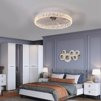 Acrylic Bedroom Ceiling Fan Light - White