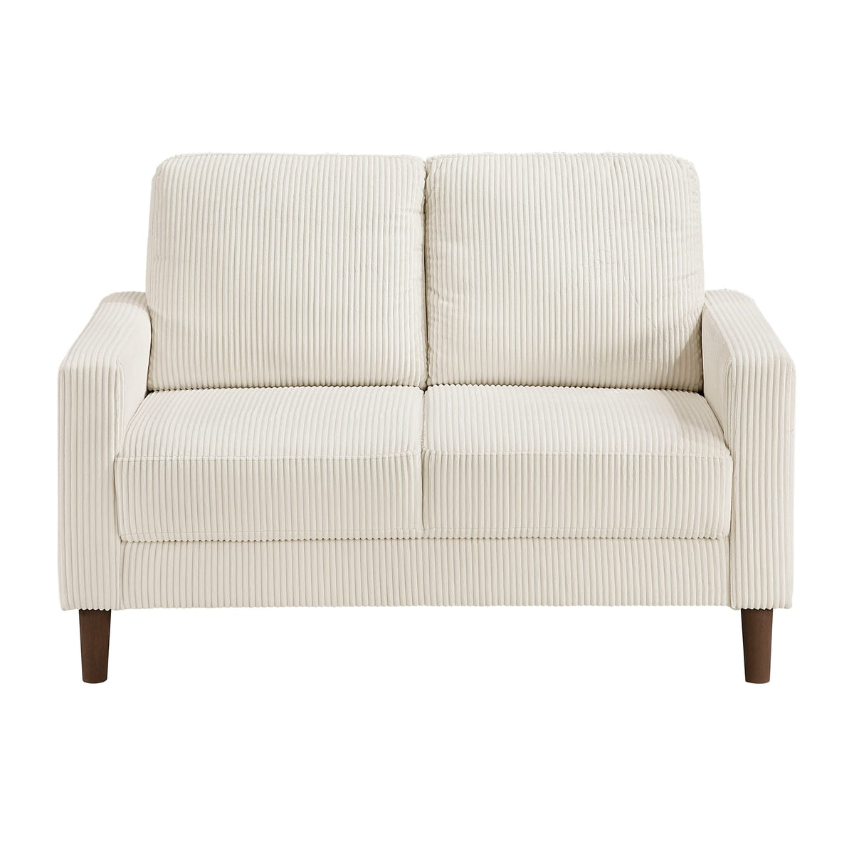 Modern Beige Corduroy Loveseat - Comfortable Cushion Solid Wood