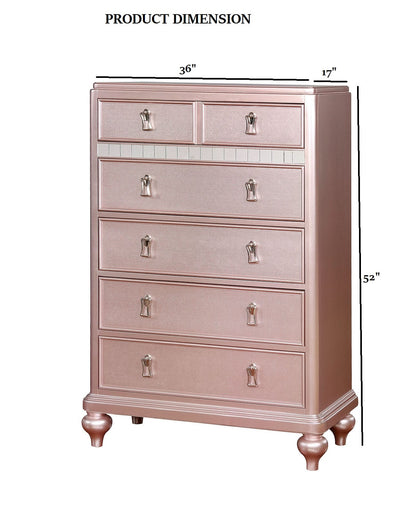 Contemporary Rose Gold Mirror Chest - Bedroom Dresser