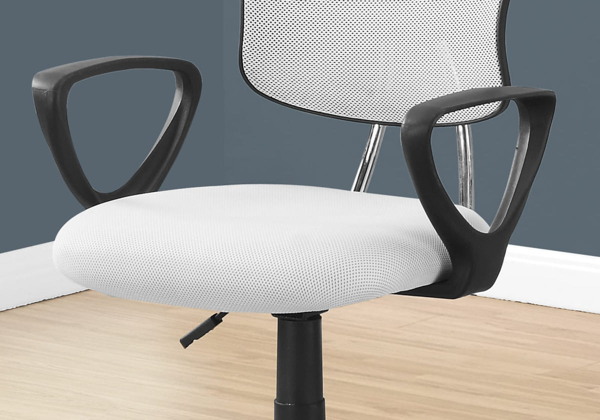 Adjustable White Mesh Office Chair - Kids Work From Home Desk Seat