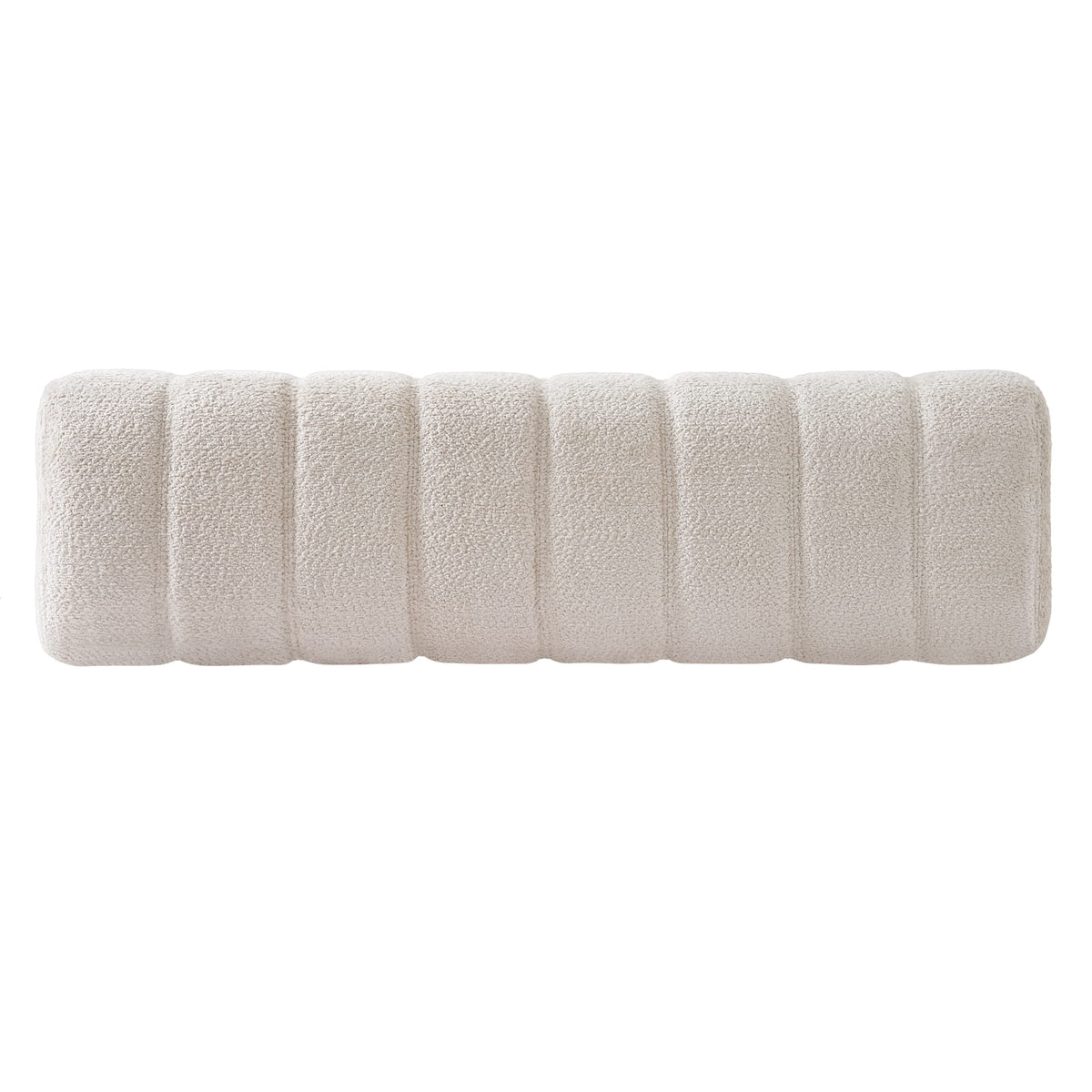 Beige Faux Fur Dining Bench with Rubber Wood Legs for Living Area for Dining Room