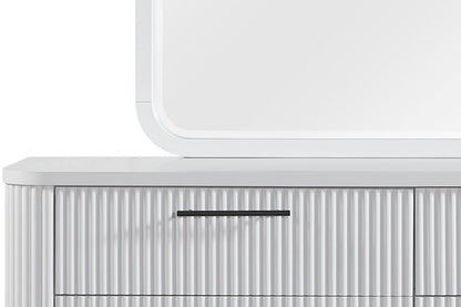 White 6 Drawer Dresser - Solid Wood MDF Bedroom Storage