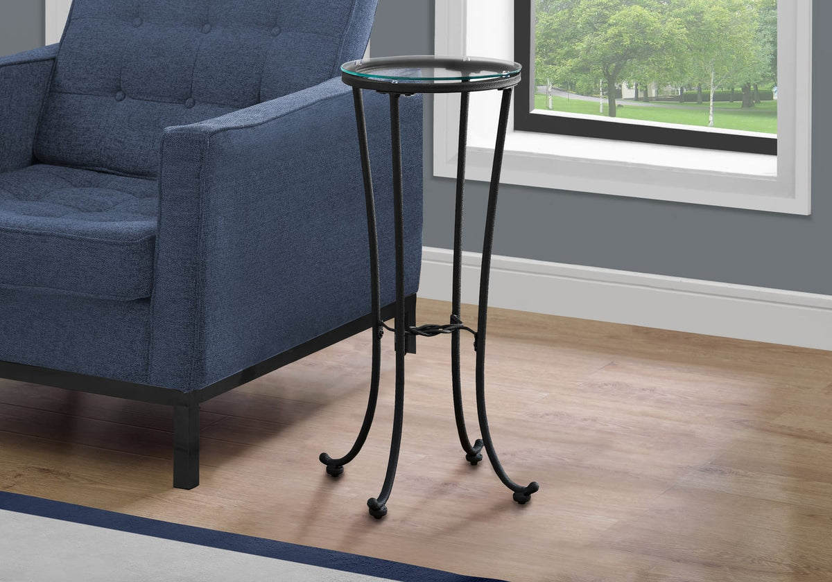 Black Hammered Metal Accent Table - 28.5" Height for Living Room