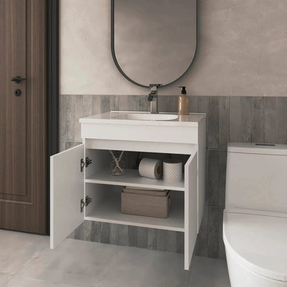 White Particle Board Bathroom Vanity with Storage for Renovation