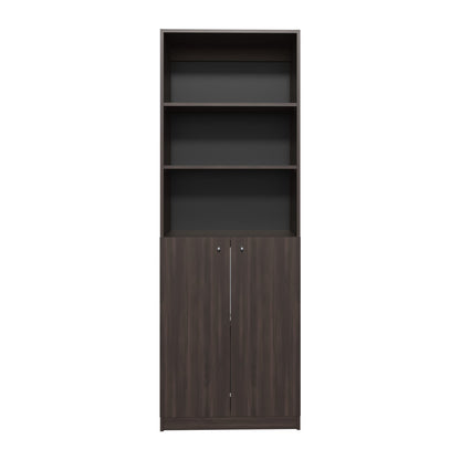 Multicolor 2 Door Bookcase with 5 Shelves MDF Display Unit