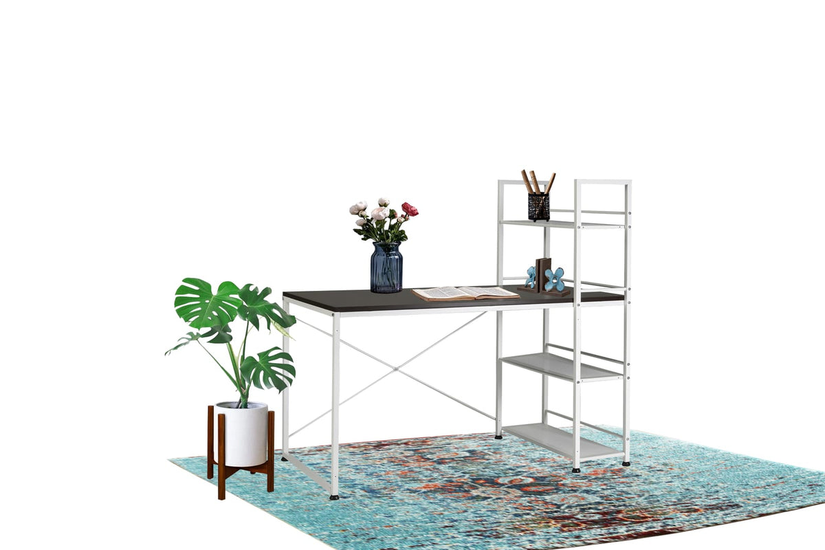 Reversible Smart Workstation Desk - Brown & White for Home Office