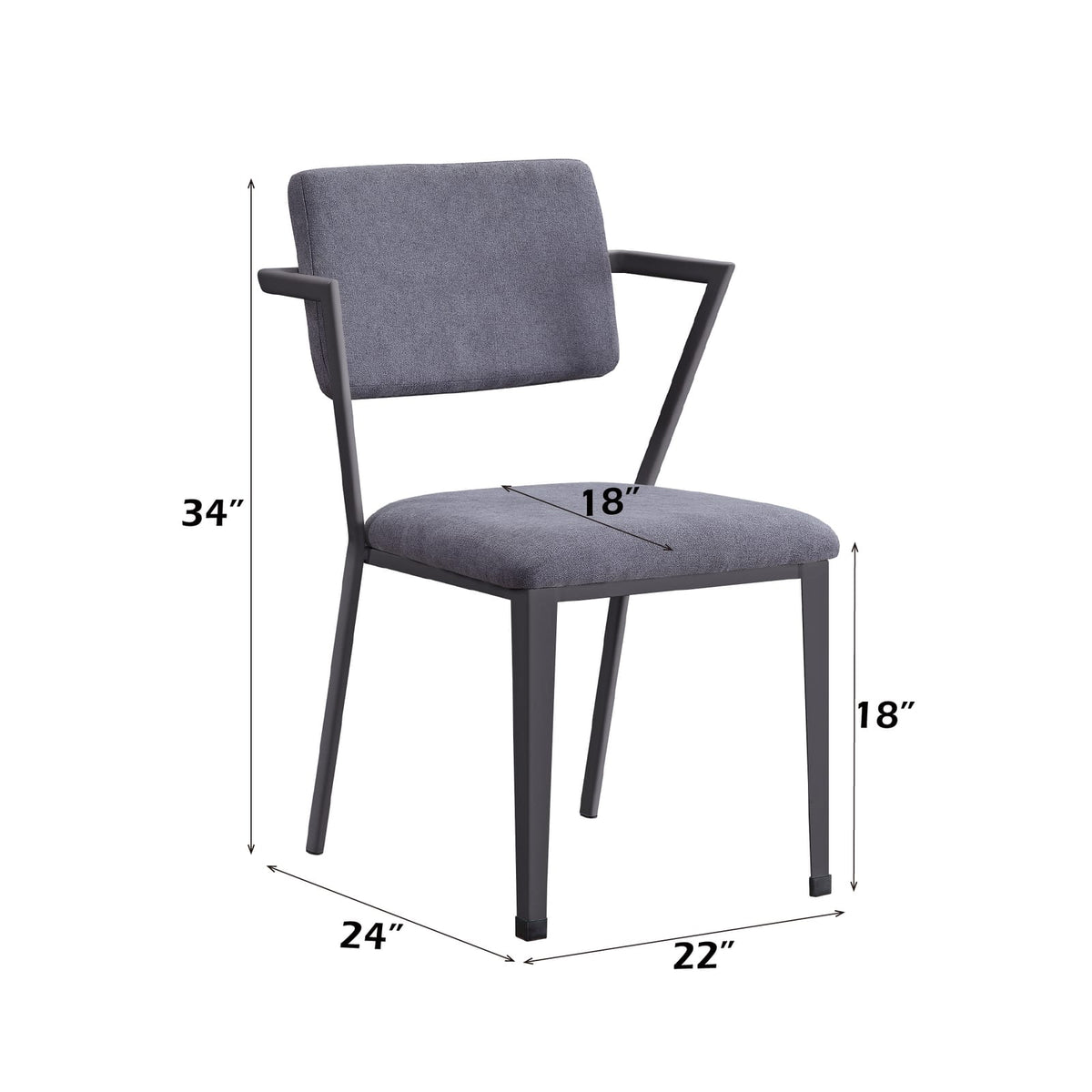 Gray Fabric & Metal Dining Chair Set of 2 - Durable, Stylish Seating
