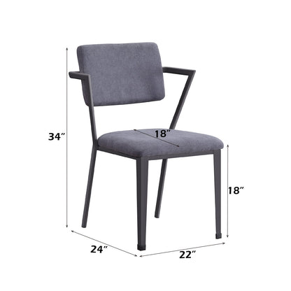 Gray Fabric & Metal Dining Chair Set of 2 - Durable, Stylish Seating