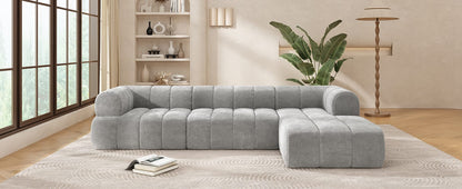 122" Grey L-Shaped Sectional Sofa - 4 Seats