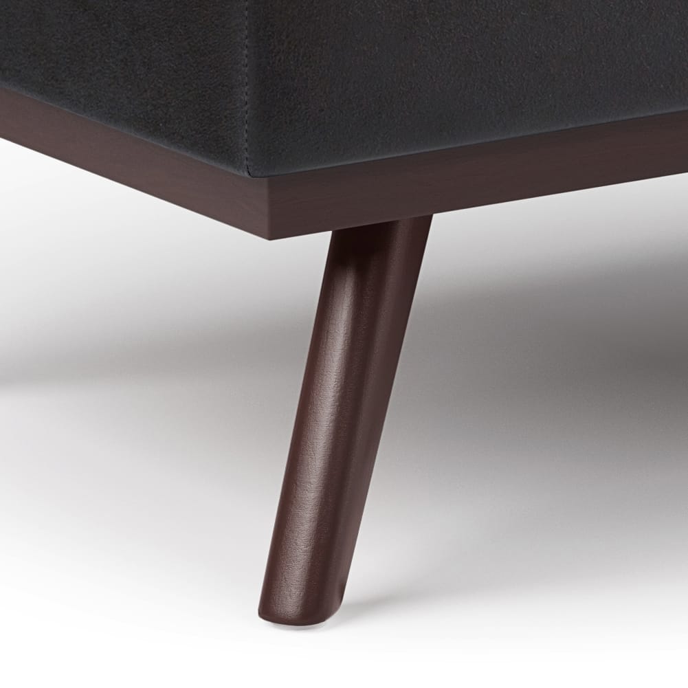 Black Lift Top Storage Ottoman - 42" Wide Faux Leather for Living Room