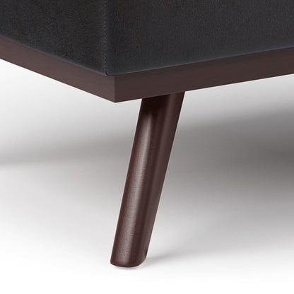 Black Lift Top Storage Ottoman - 42" Wide Faux Leather for Living Room