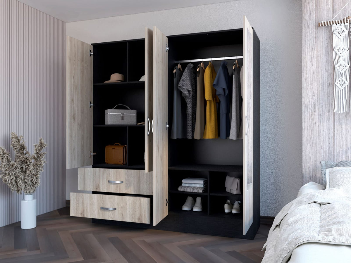 Light Gray Armoire Ron - Spacious Bedroom Storage