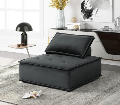 Black Velvet 6-Seat Sectional Sofa - 160" Wide