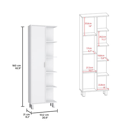 Crovie Linen Bathroom Cabinet - White, 63" High Storage