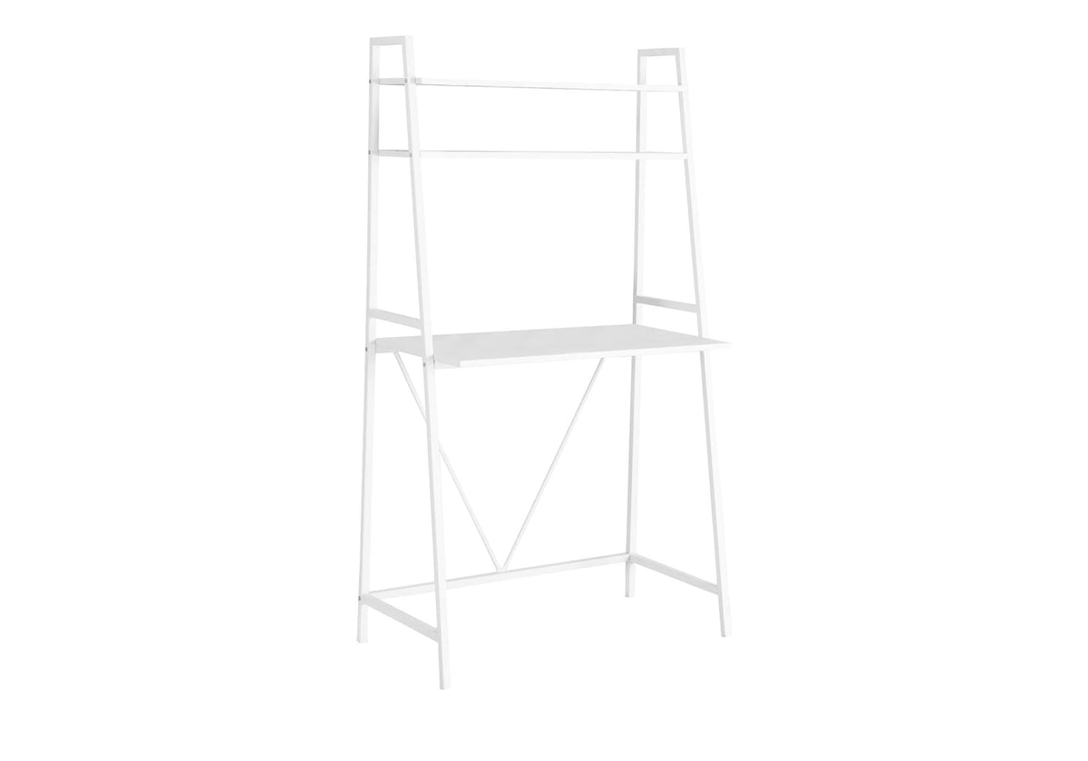 White Computer Desk with Storage Shelves - 32" L