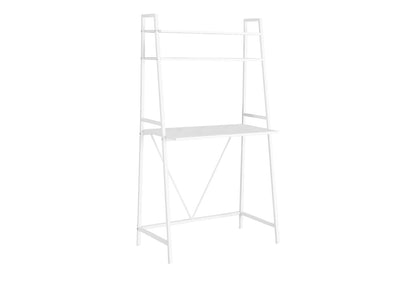 White Computer Desk with Storage Shelves - 32" L