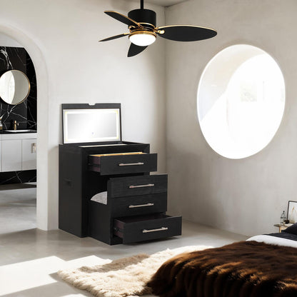 Black Bedroom Makeup Vanity with 2 Drawers