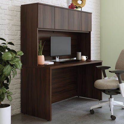 60" Desk With Hutch - Brown Engineered Wood Office Storage