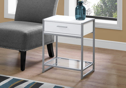 White MDF Nightstand with Storage Drawer - 18" x 12"