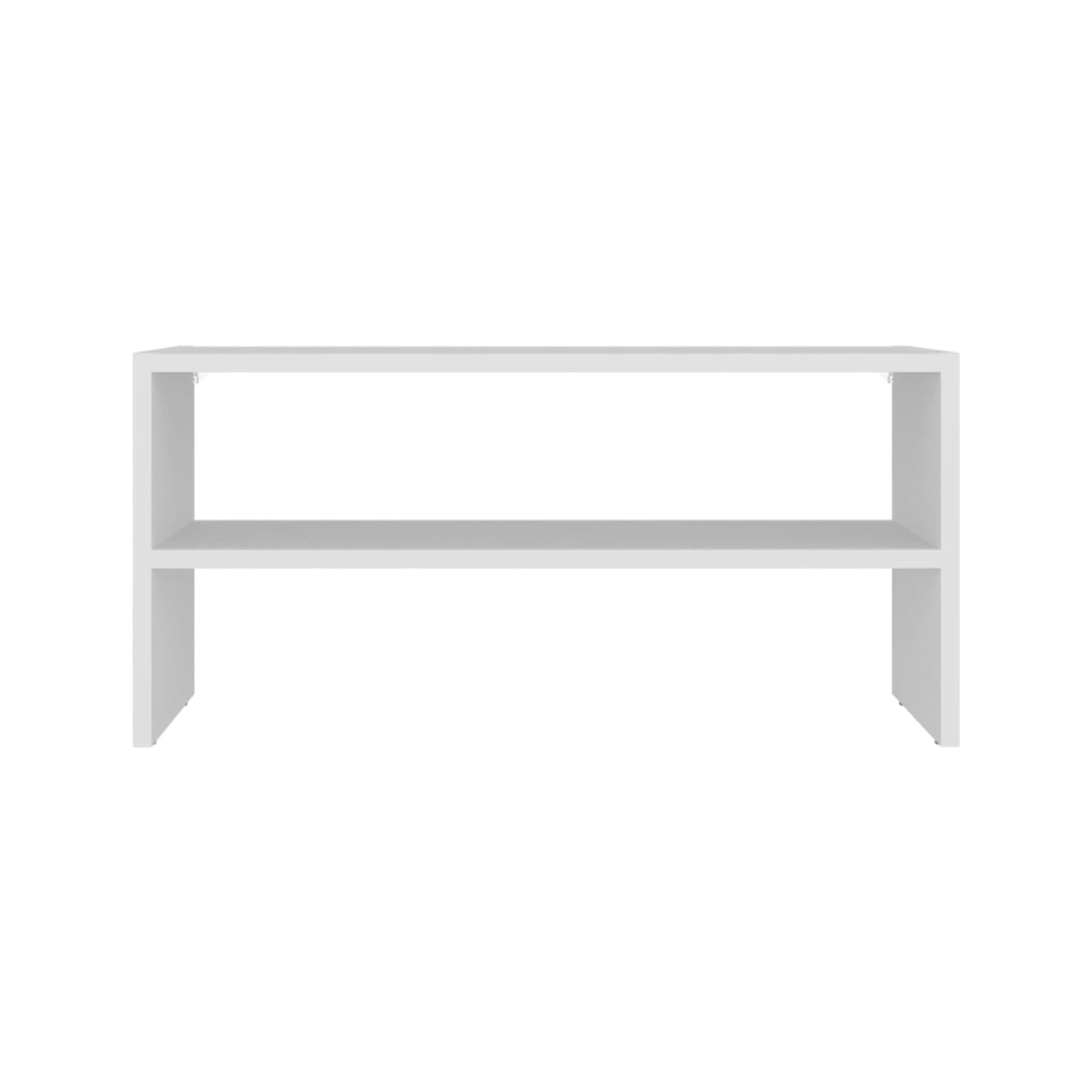 White Engineered Wood Shoe Storage Rack with Two Shelves for Living Room